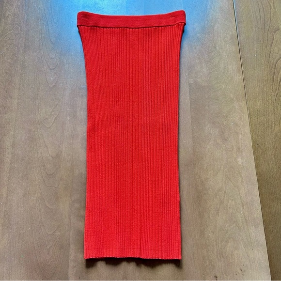 New Rebecca Taylor Red-Orange Ribbed Knit Skirt - Picture 4 of 7